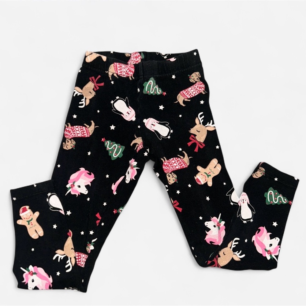 Black Leggings with Festive Print